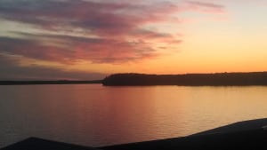 Sun setting over Ky Lake real estate property for sale in West Tennessee